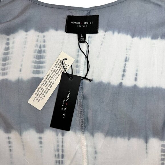 NWT Romeo & Juliet Beach Kimono Cover-Up Sz. L White Grey Vacation Cabana Boho - Picture 4 of 10